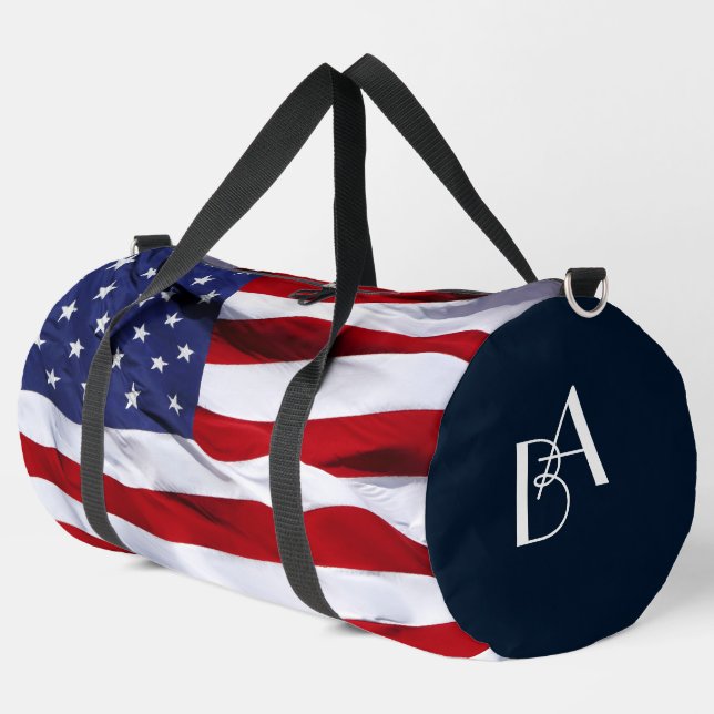 American Flag Personal Initials Red White & Blue Duffle Bag (Linke Ecke)