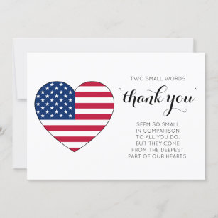 American Flag Personalisiert USA Heart Military Dankeskarte