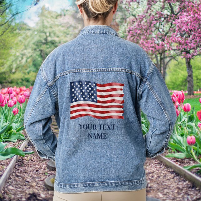 American Flag Personalisierte Patriotic Stars Stre Jeansjacke (Von Creator hochgeladen)