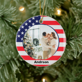 American Flag Personalisierte Patriotic Stars Stre Keramik Ornament