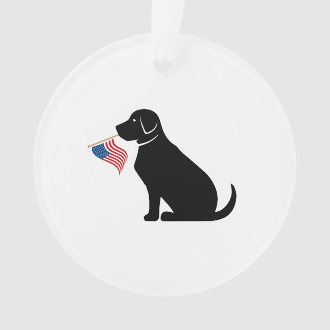 American Flag Pet Memorial Liebe des Black Lab Ornament (Vorderseite)