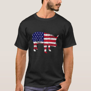 American Flag Pig Vintag Farm Animal Bauer Farmi T-Shirt