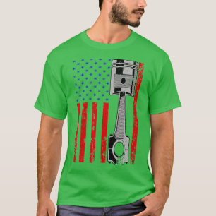 American Flag Pistole Muscle Car Patriotic Vintag T-Shirt