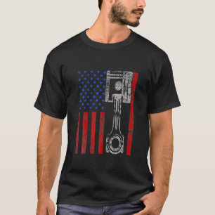 American Flag Pistole Muscle Car Patriotic Vintag T-Shirt