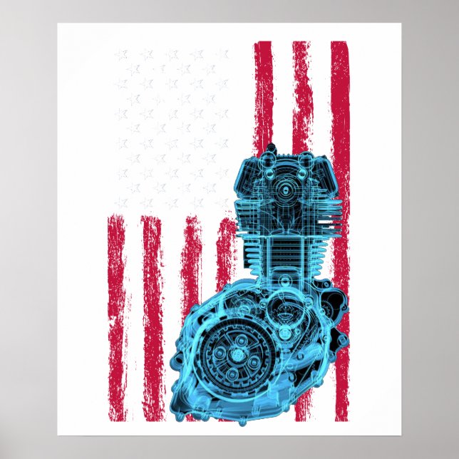 American Flag Piston Muscle Car 9 Poster (Vorne)