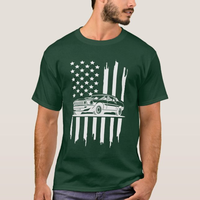 American Flag Piston Svg Muscle Car Svg funny T-Shirt (Vorderseite)
