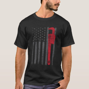 American Flag Plumbing Worker T-Shirt