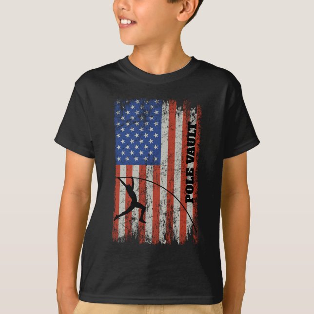 American Flag Pole Vault - Distressed Look Pole Va T-Shirt (Vorderseite)