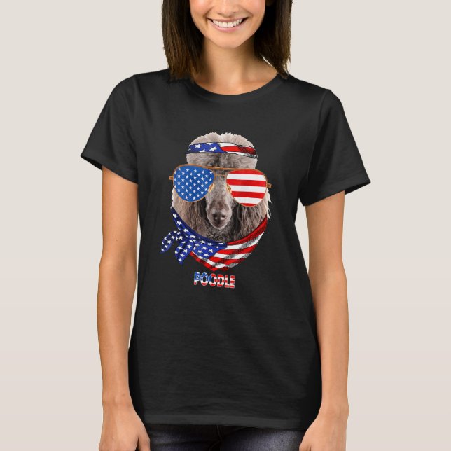 American Flag Poodle Dog T-Shirt (Vorderseite)