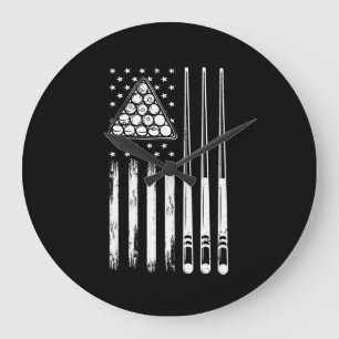 American Flag Pool Player Große Wanduhr