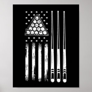 American Flag Pool Player Poster