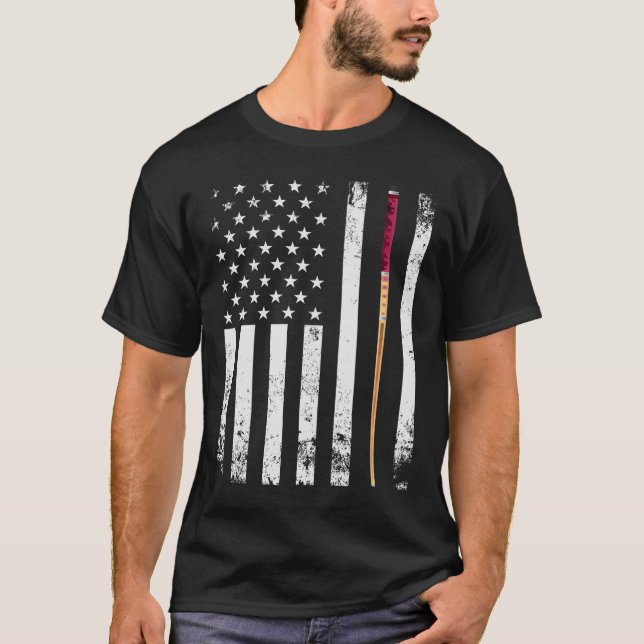 American Flag Pool Stick T-Shirt (Vorderseite)