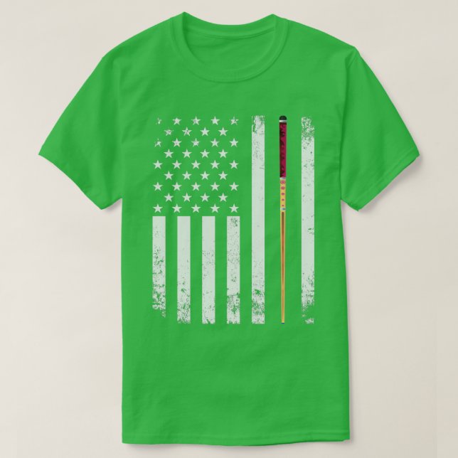 American Flag Pool Stick T-Shirt (Design vorne)