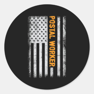 American Flag Postal Worker Funny Quote Graphic Wo Runder Aufkleber