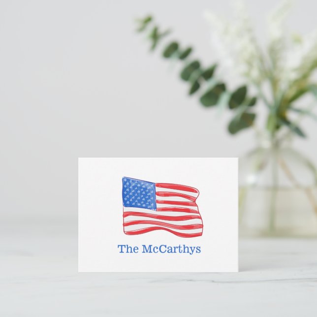 American Flag Preppy Personalisiert Mitteilungskarte (Stehend Vorderseite)