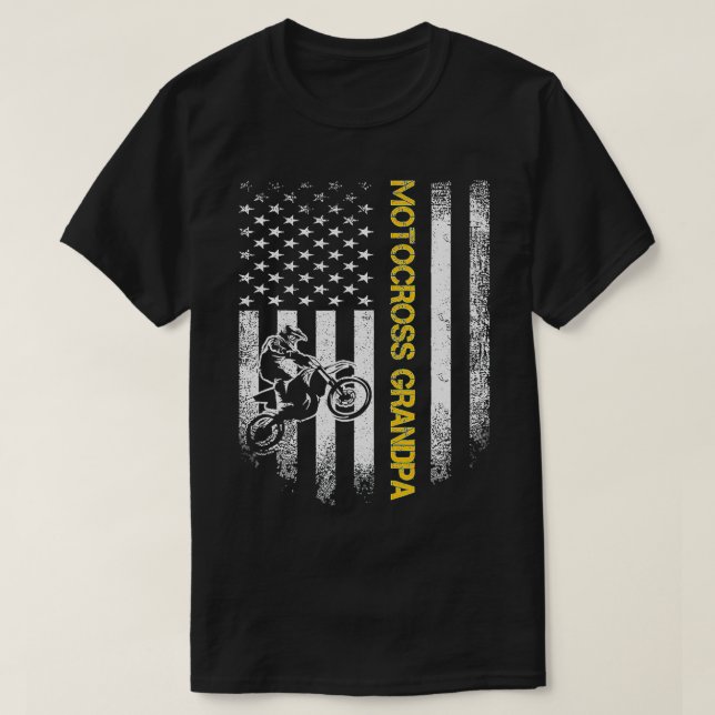 American Flag Proud Motocross Dirt Bike Grandpa Si T-Shirt (Design vorne)