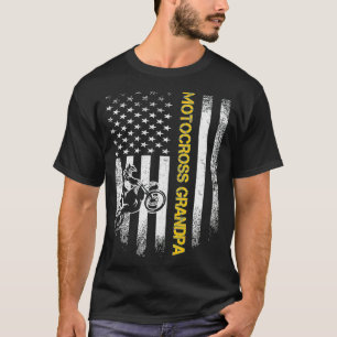 American Flag Proud Motocross Dirt Bike Grandpa Si T-Shirt