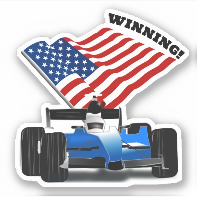 American Flag Race Car Sports Aufkleber (Vorderseite)