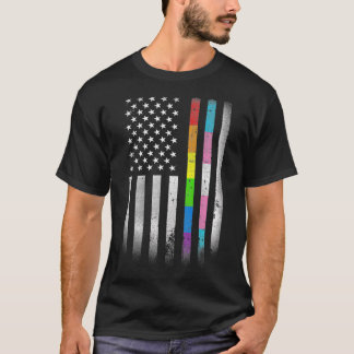 American Flag Rainbow Homosexual Rights LGBT LGBTQ T-Shirt