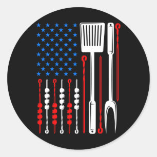 American Flag Rbecue Son Vater Husnd Vathers Day F Runder Aufkleber