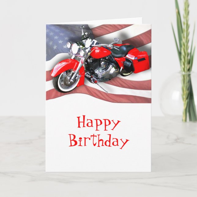 American Flag & Red Touring Bike Karte (Vorderseite)