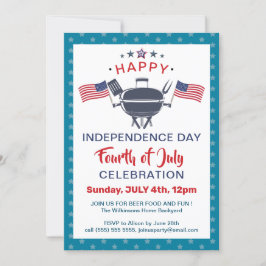 American Flag Red White Blue 4. JULY GRILLEN Party Einladung