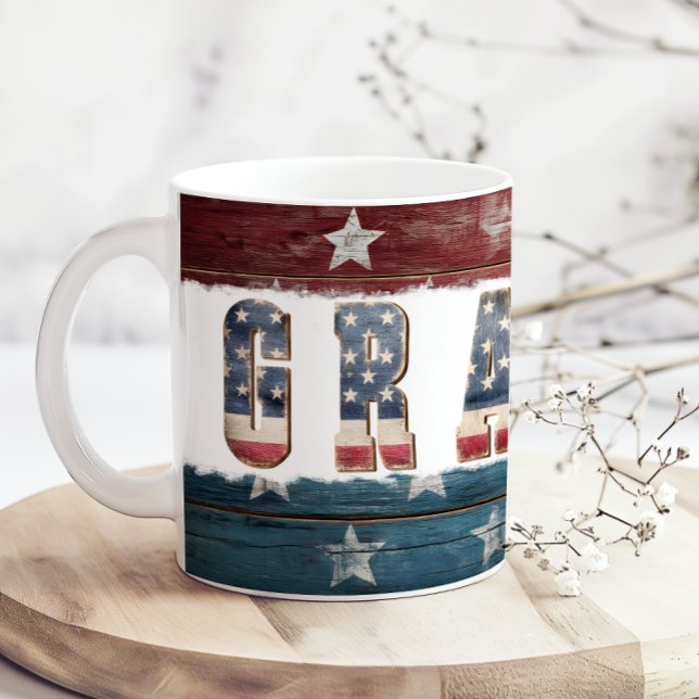 American Flag Red White Blue Grandpa Coffee Mug Kaffeetasse (Von Creator hochgeladen)