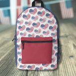 American Flag Red White Blue Patriotic Bedruckter Rucksack<br><div class="desc">Niedlicher, patriotischer amerikanischer Flag rustikaler Herzmuster bedruckter Rucksack. Ein Muster rustikaler oder bedrückter aussehender amerikanischer Flag-Herzen, um ein lustiges Bild rot, weiß und blau zu machen! Perfekt für 4. Juli, Gedenktag, Veteranentag und mehr! Ideal für den Rücken in die Schule für Ihre Kinder oder für einen Lehrer oder ein Urlaubsgeschenk....</div>