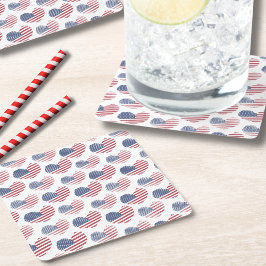 American Flag Red White Blue Patriotic Rechteckiger Pappuntersetzer