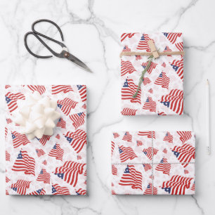 American Flag Red White Blue Random Muster Geschenkpapier Set