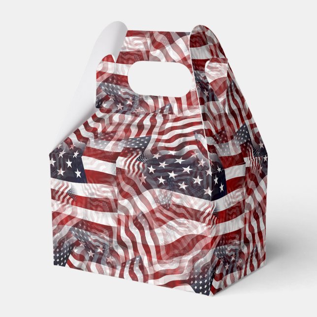 American Flag Red White Stripes Stars Muster Geschenkschachtel (Vorderseite)
