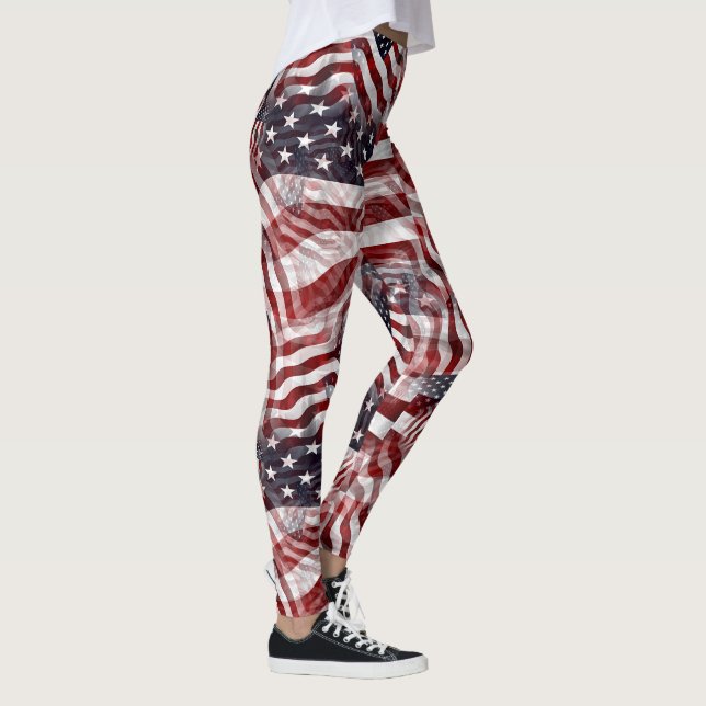 American Flag Red White Stripes Stars Muster Leggings (Rechts)