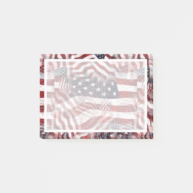 American Flag Red White Stripes Stars Muster Post-it Klebezettel (Vorderseite)