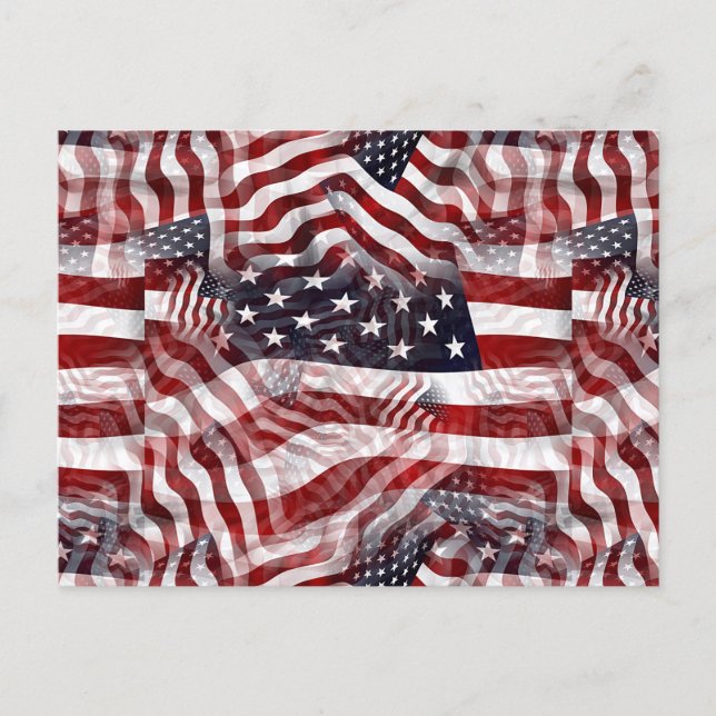 American Flag Red White Stripes Stars Muster Postkarte (Vorderseite)