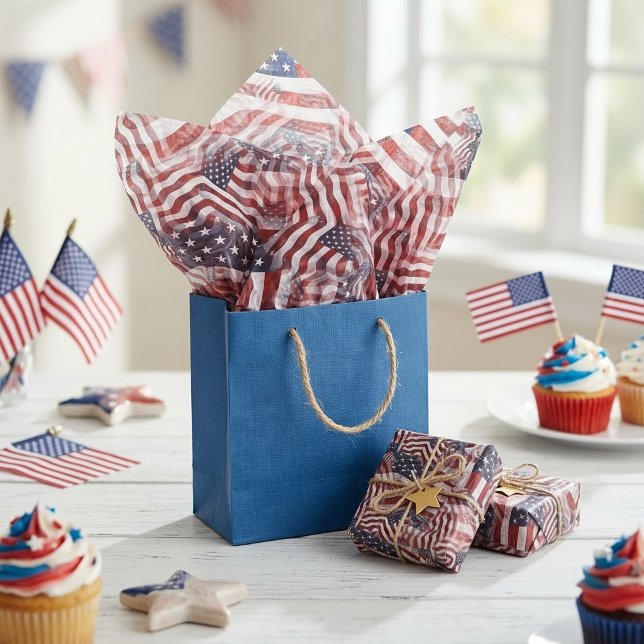 American Flag Red White Stripes Stars Muster Seidenpapier (Von Creator hochgeladen)