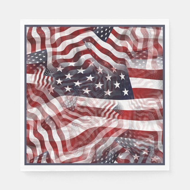 American Flag Red White Stripes Stars Muster Serviette (Vorderseite)