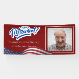 American Flag Retirement Banner with Custom Photo 