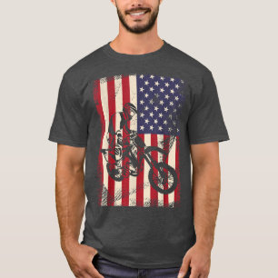 American Flag Retro Vintag Dirt Bike Motocross Bi T-Shirt