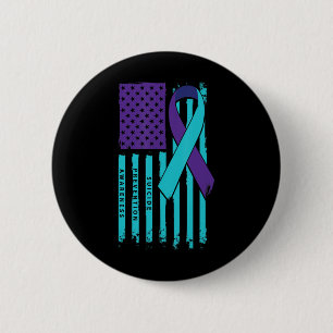 American Flag Ribbon Suicide Awareness Mental Heal Button