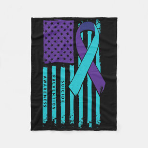 American Flag Ribbon Suicide Awareness Mental Heal Fleecedecke