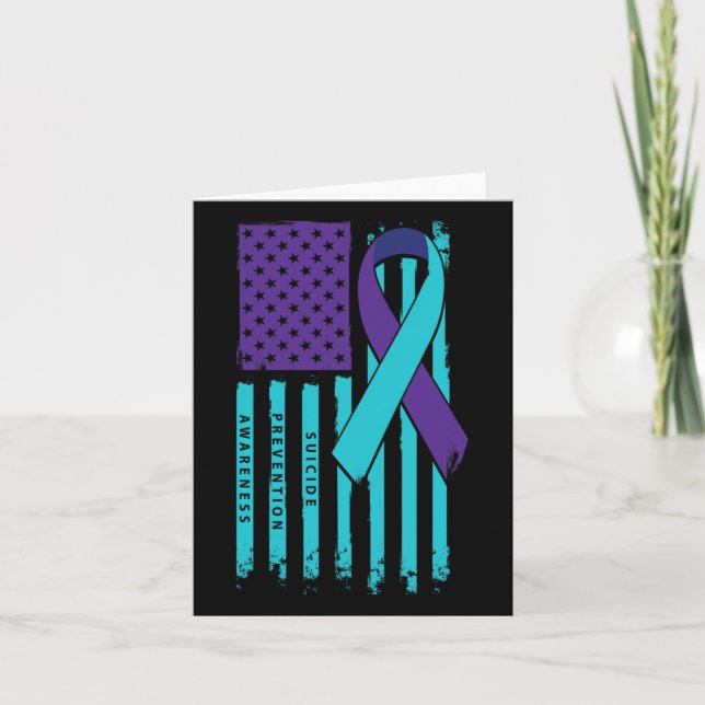 American Flag Ribbon Suicide Awareness Mental Heal Karte (Vorderseite)
