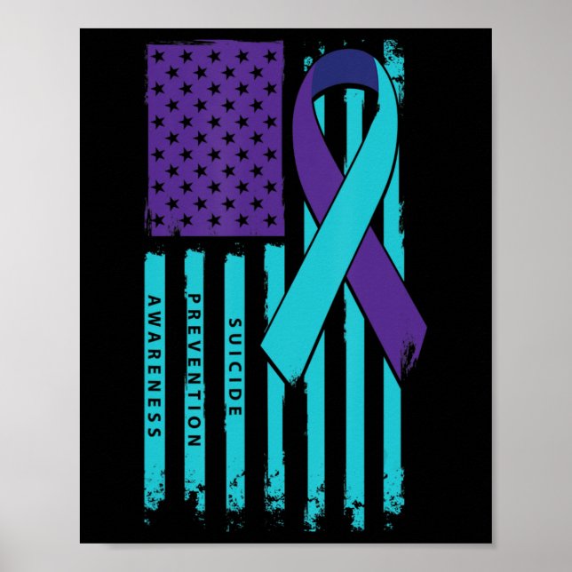American Flag Ribbon Suicide Awareness Mental Heal Poster (Vorne)