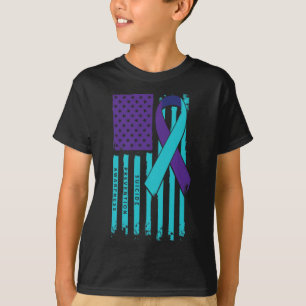 American Flag Ribbon Suicide Awareness Mental Heal T-Shirt