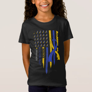 American Flag Ribbon Trisomy 21 T21 Down Syndrom T-Shirt