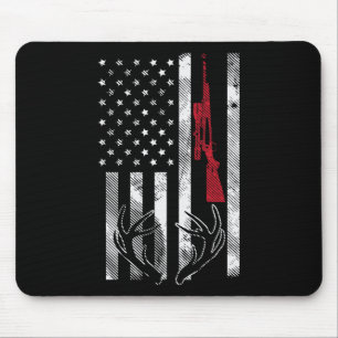 American Flag Rifle Antler Vintag Hirschjagd Hu Mousepad