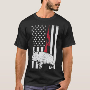 American Flag Rifle Hog Boar Pig Gun Jagd USA H T-Shirt