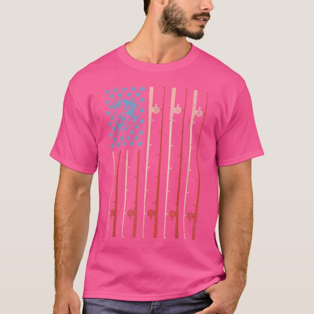 American Flag Rods mit Angelroten T-Shirt (Vorderseite)