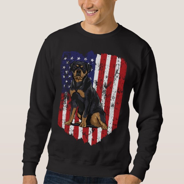 American Flag Rottweiler 4th Of July USA Sweatshirt (Vorderseite)