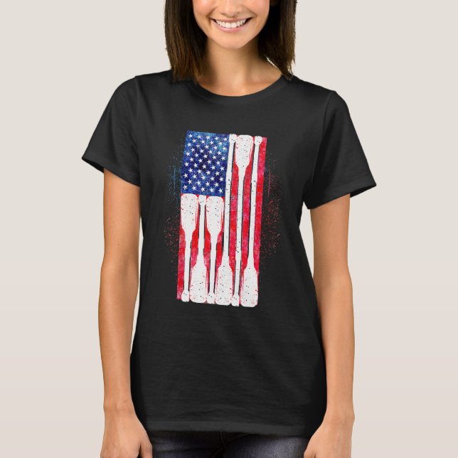 American Flag Rowing Oar Niedliche US Row Crew 4.  T-Shirt (Vorderseite)