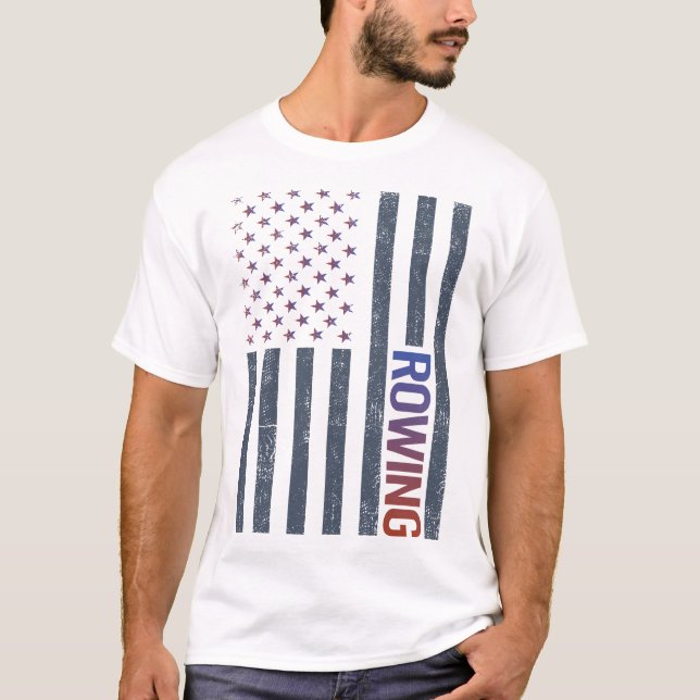 American Flag Rowing Rower T-Shirt (Vorderseite)
